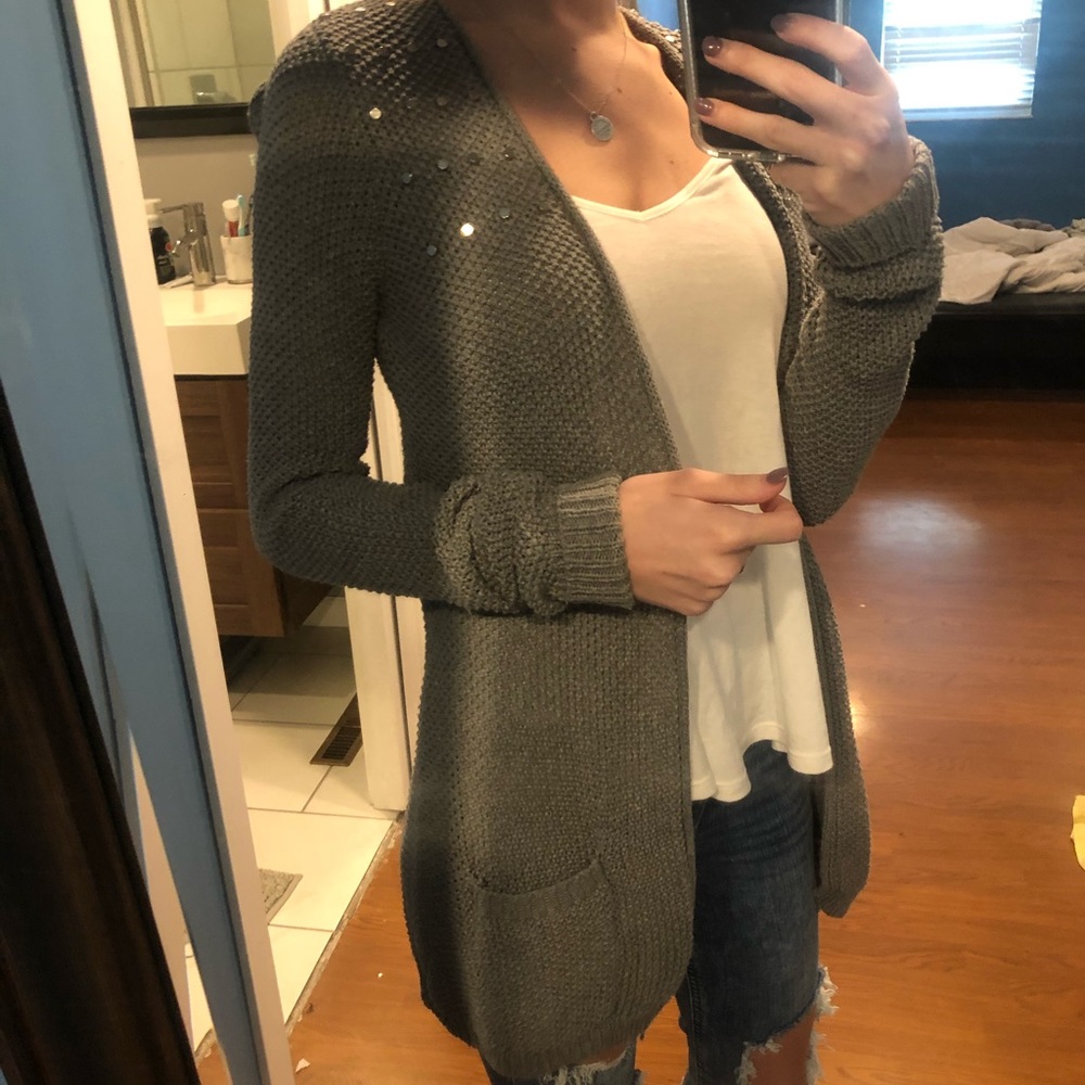 Grey cardigan with studding detail